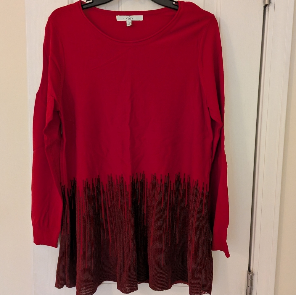 Slinky red and black dressy tunic size large, fever brand